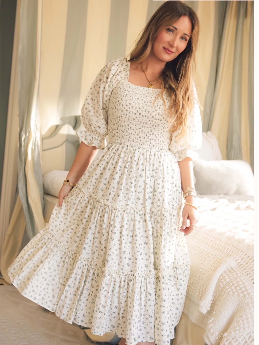 Ivy City Co Madeline Dress in Blue Size Medium